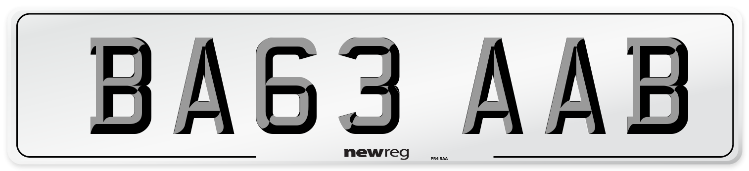 BA63 AAB Number Plate from New Reg